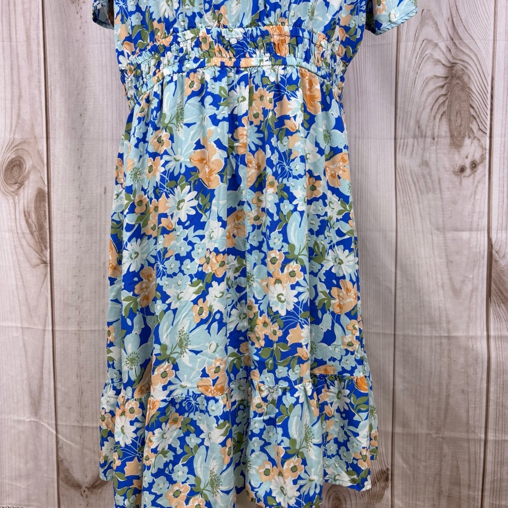 Croft & Barrow Midi Dress Cottagecore Feminine Lightweight Blue Floral Size 0X - Picture 7 of 14